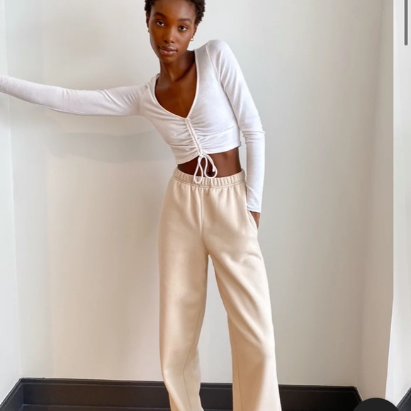 Wilfred Dark Green Lynx Ruched Long Sleeve Crop Top Size S - Picture 4 of 4